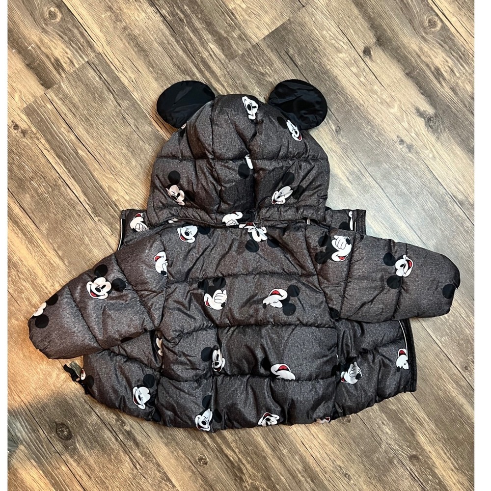 H&M Disney Mickey Mouse Puffer Jacket Size 6 month Disneyland Removable Hood - Picture 3 of 6